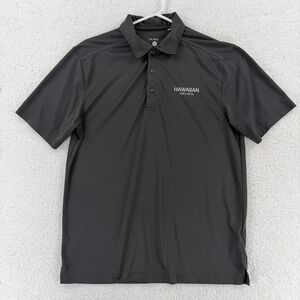 Hawaiian Airlines Shirt Mens Medium Gray Polo Golf Clique Logo Performance